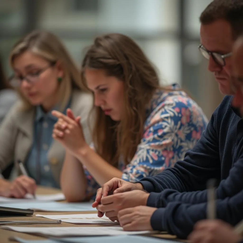 Detailní záběr na cvičení během workshopu